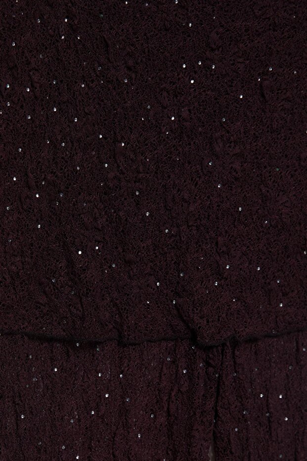 Dantel taşlı bel detaylı pantolon - 7