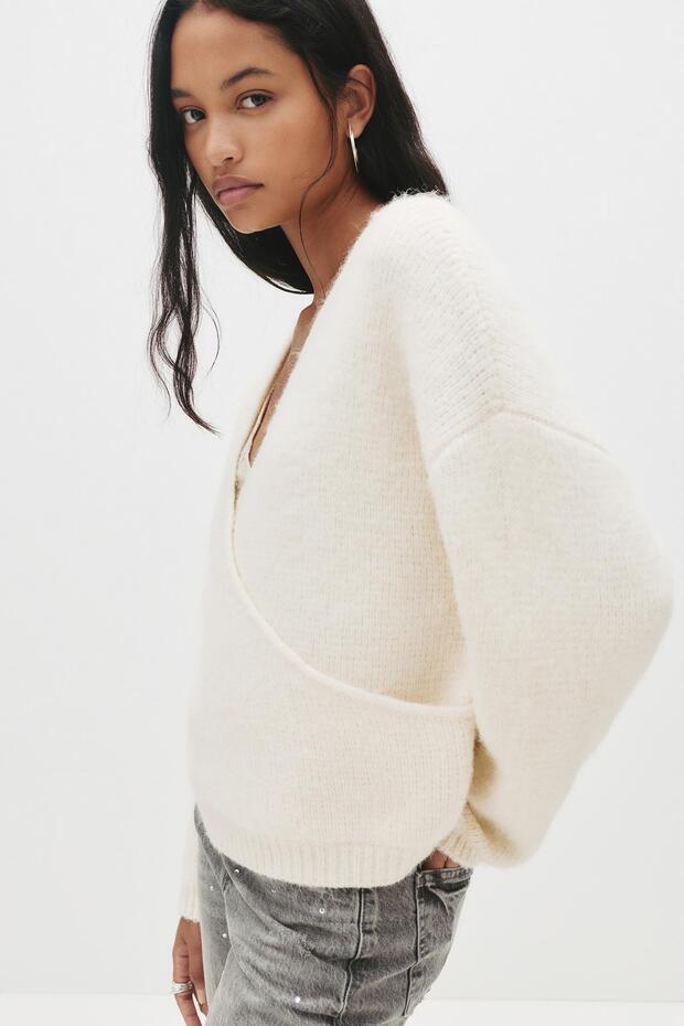 Kruvaze yaka süveter - 5