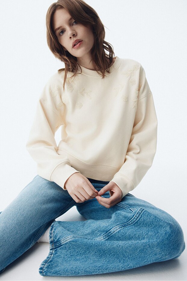 İşlemeli Sweatshirt - 1