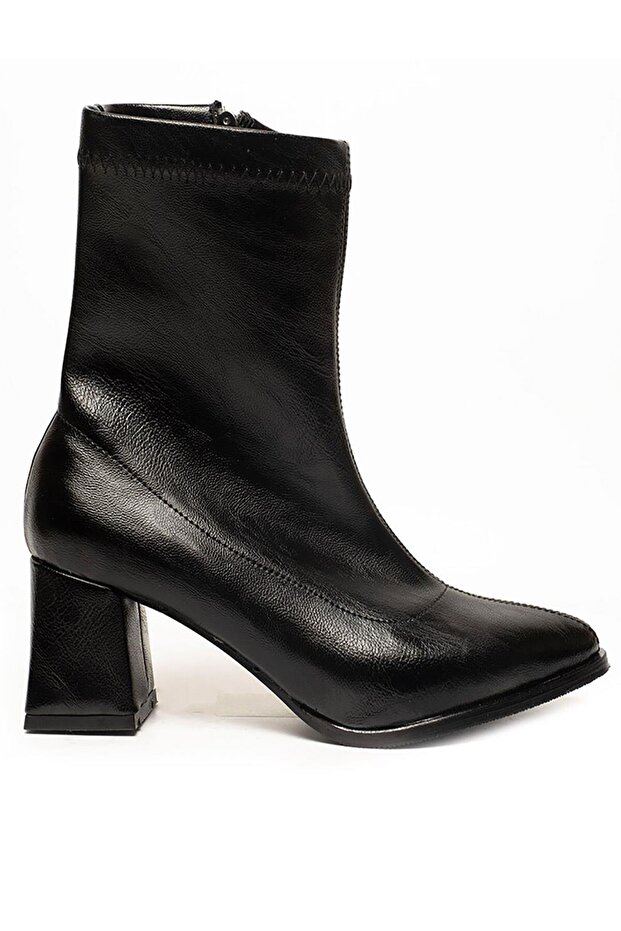 Rns Black Short Heeled Stretch Boots