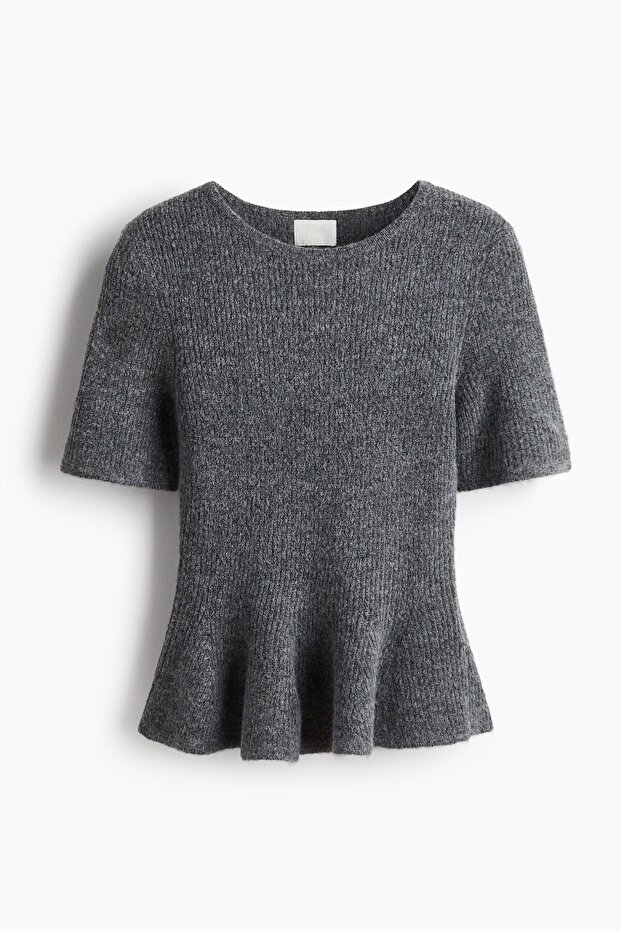 Lastik Örgülü ve Peplumlu Üst - 4