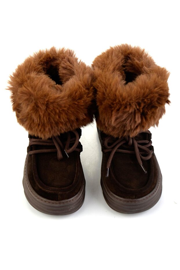 Kahve Hakiki Deri Kadın Bot & Bootie K02748100802 - 4