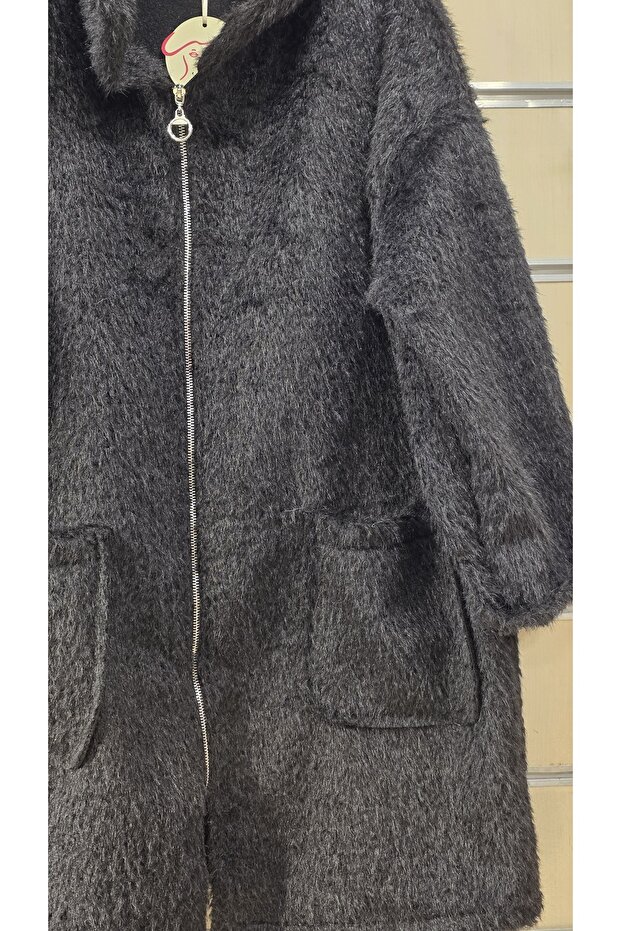 Kapüşonlu Keçe Ceket - 4