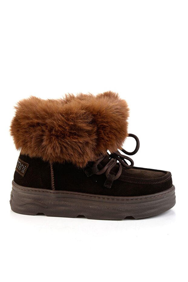 Kahve Hakiki Deri Kadın Bot & Bootie K02748100802 - 1