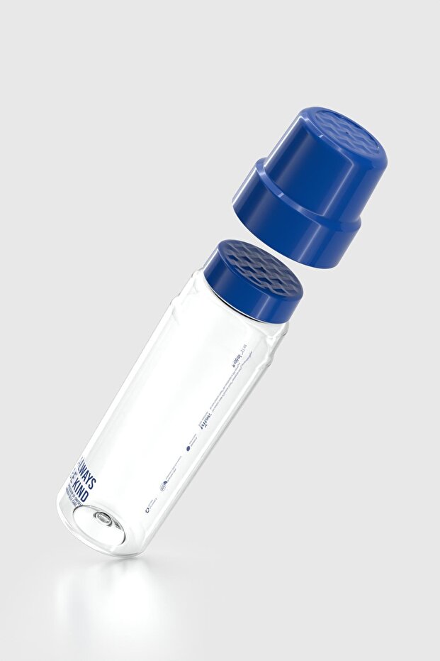 Nest Text Patterned 800 ml Tritan Flask with Glass 912085 Blue - 2