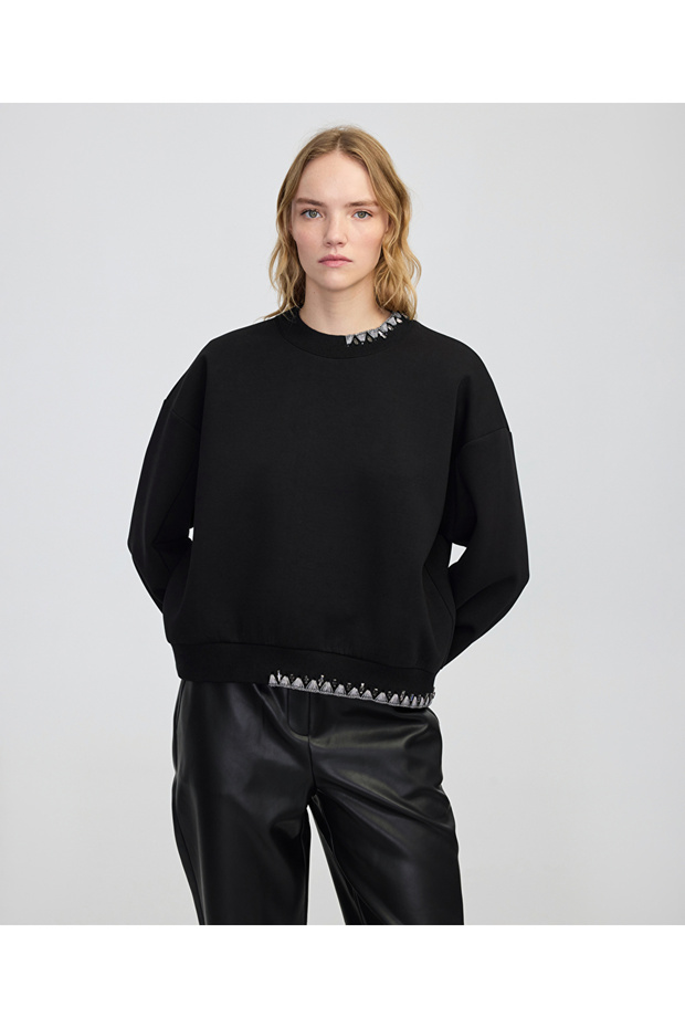 İşlemeli sweatshirt - 1