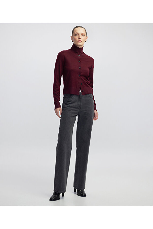 Hotfix baskılı raw edge hırka - 2