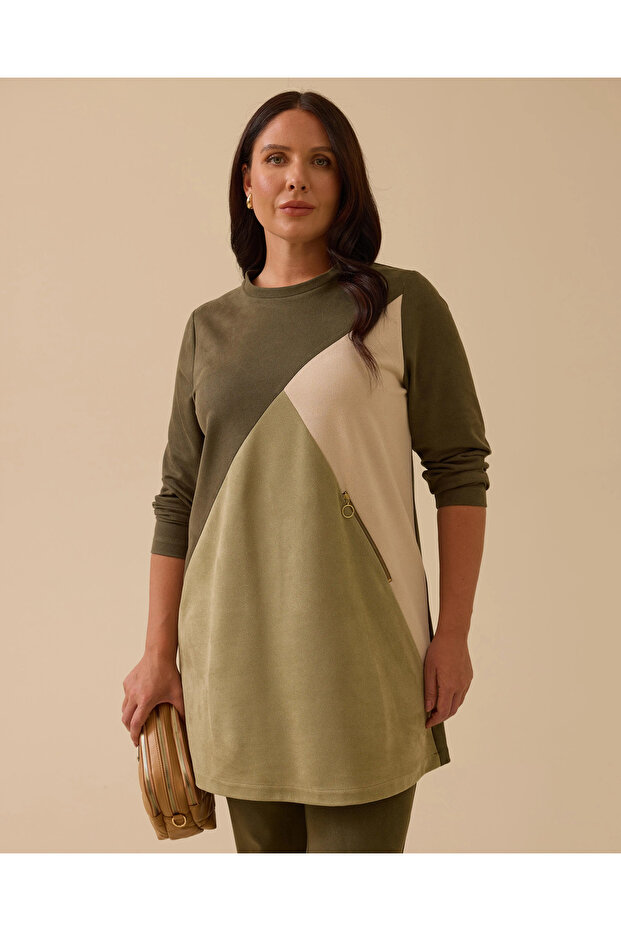Plus Size Asymmetrical Patterned Sweatshirt - 1
