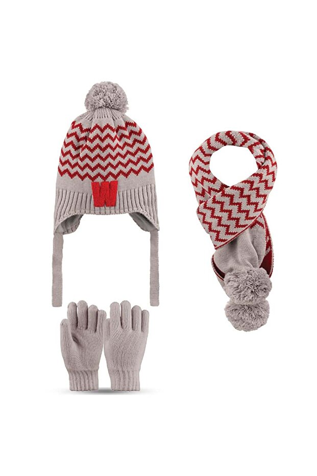 Kitti 4-8 Years Old Boys' Scarf, Beanie, Gloves 3-Piece Set
