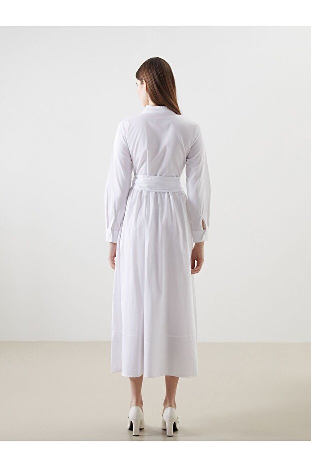 LCW Modest Gömlek Yaka Poplin Elbise - 4
