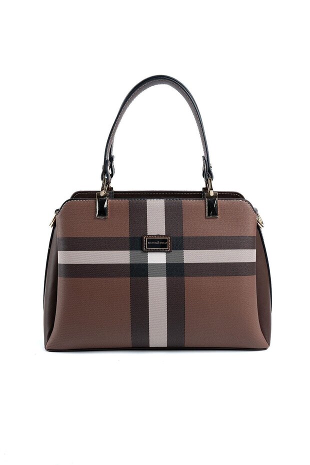 Dark Brown - Brown Plaid Women's Handbag Sp972