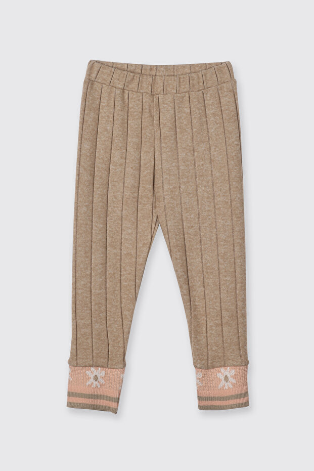Baby Girl Soft Textured Beige Leggings