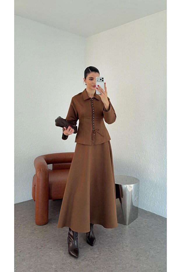 طقم من الجلد المدبوغ مع خطاف - 1