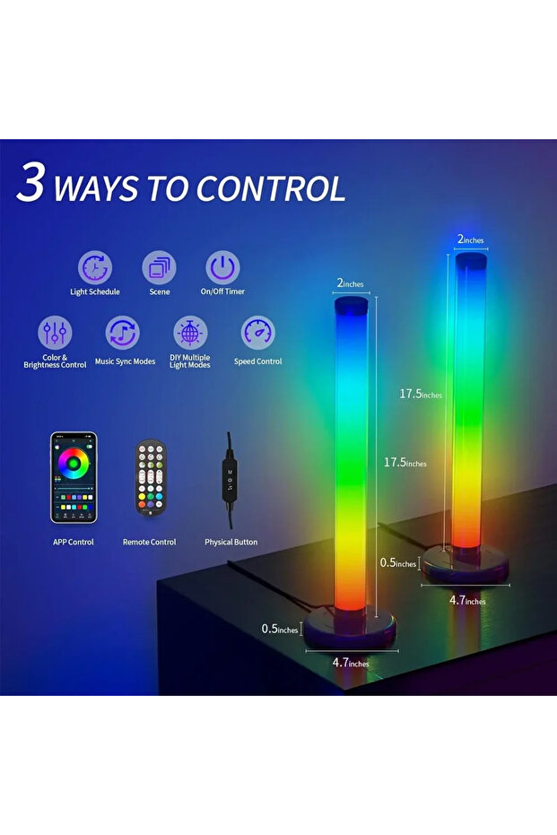 Smart Light Bars with 360° RGB LEDs, ambient light, Remote Control, Bluetooth, Light Shows - 5