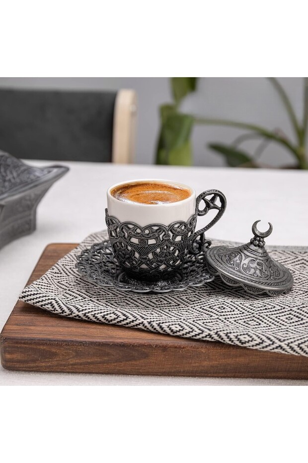 1 Piece Turkish Coffee Cup - Traditional Design with Crescent Motif, Turkish, Greek, Arabic Coffee