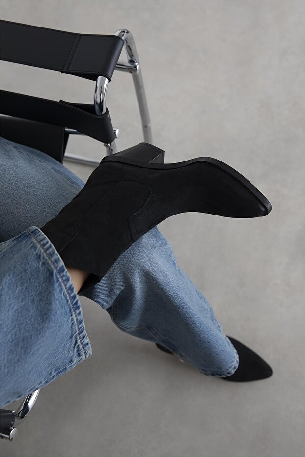 Maven Kadın Süet Topuklu Bot Siyah - 2