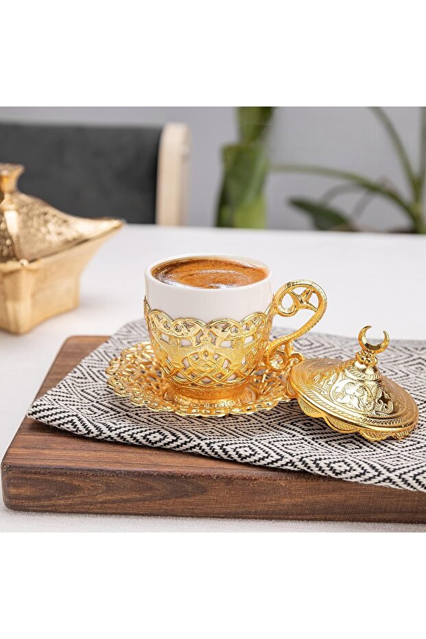1 Piece Turkish Coffee Cup - Traditional Design with Crescent Motif, Turkish, Greek, Arabic Coffee