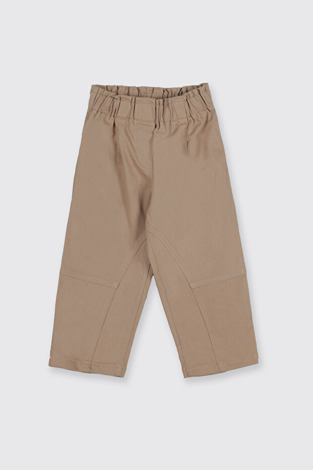 Baby Girl Elastic Waist Beige Pants