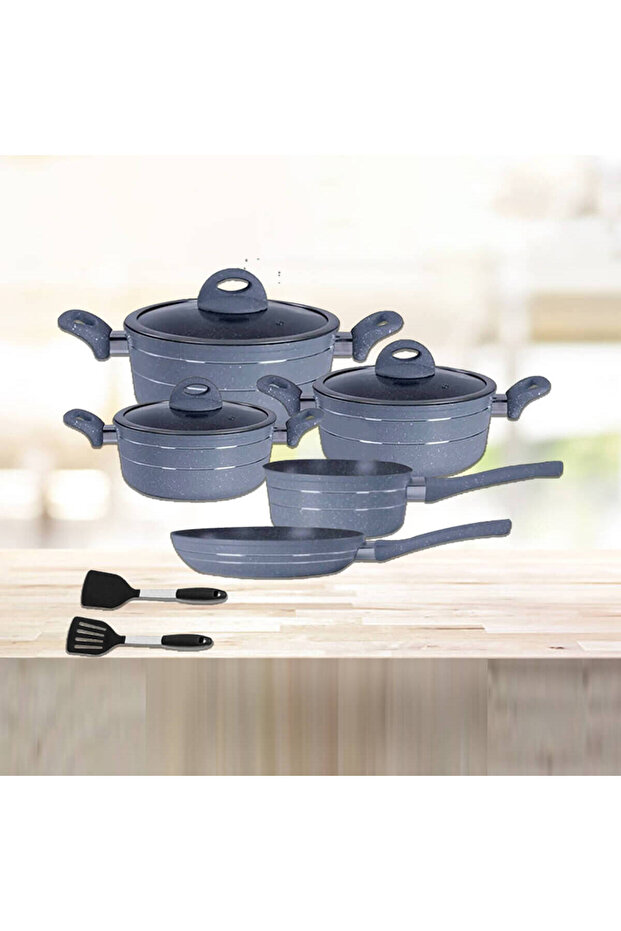 10-Piece Smart Non-Stick Cookware Set with Granite Coating (Beige)