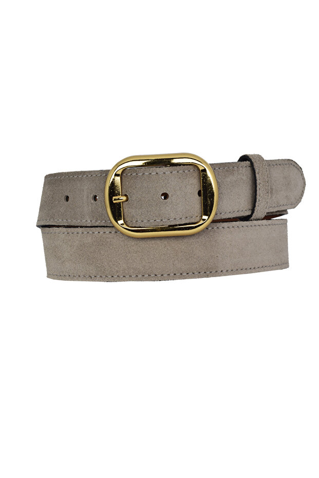 100% Genuine Leather, 4 cm Gray Suede Women's Belt with Gold Buckle; Jeans, Sports Belt=Suede.44.Grey