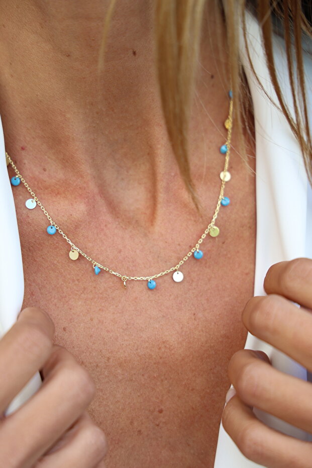 Turkuaz Pul Kolye - 5