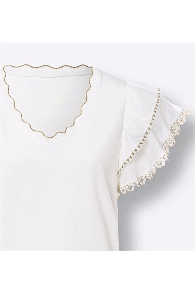 Kadın Beyaz Tişört - - 2
