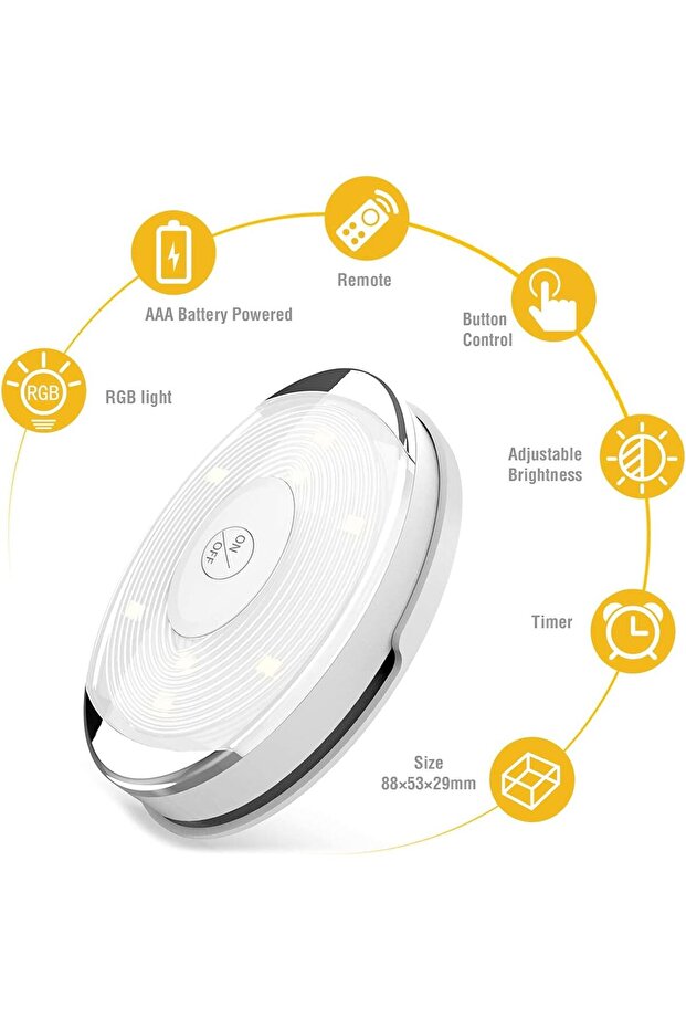 LED Puck Lights, Battery Operated with Remote, Timer & Dimmer, Under-Cabinet, 7 Colors - 2