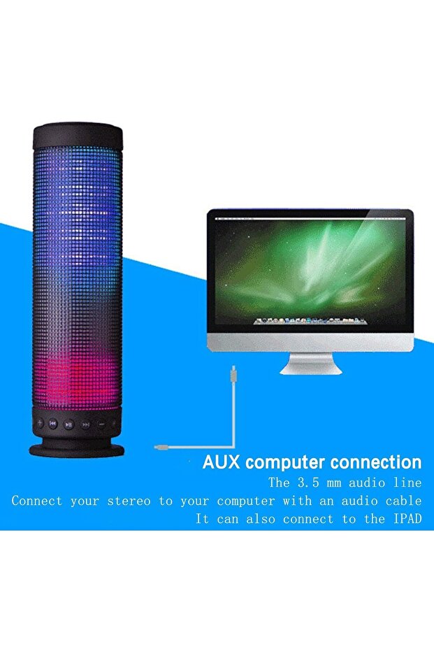 Dream Speaker BK-24553 Portable Bluetooth Speaker 10W 9.4" with LED Visual Equalizer, 3.5mm Input & - 7