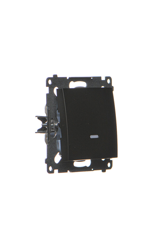 Single-pole switch with LED backlight, 10AX 250V module, quick connectors, black matt, Simon54 - 3
