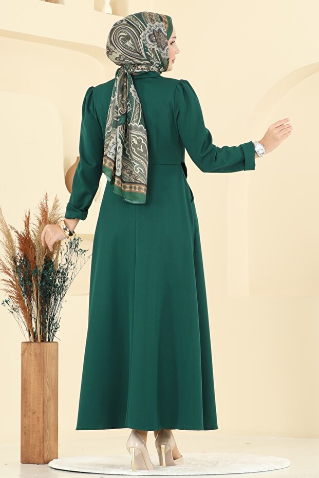 Ceket Detaylı Dabıl Elbise 2743SL432-MS Zümrüt - 5