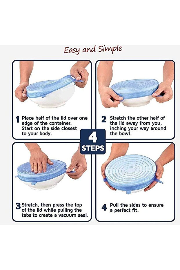 أغطية سيليكون قابلة للتمدد - عبوة من 6 قطع - أغطية قابلة للتمدد متعددة الأحجام - 6