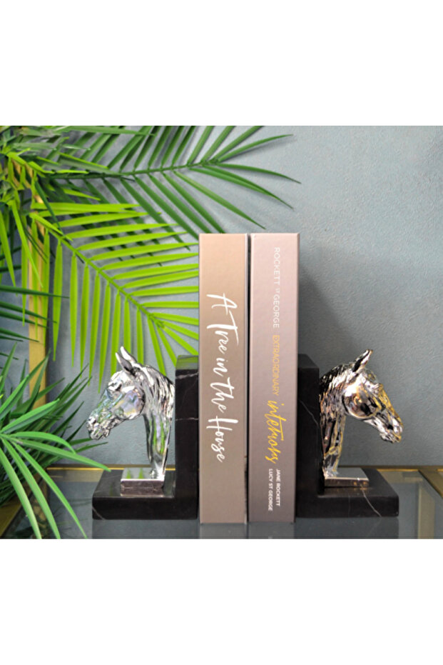 Decorative Natural Black Marble Pedestal Horse Book Holder