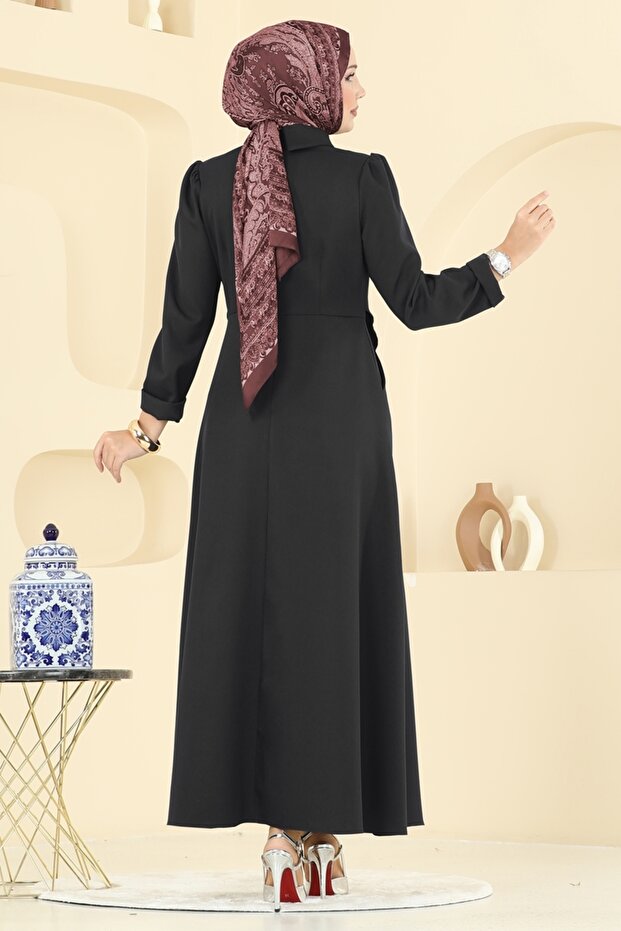 Ceket Detaylı Dabıl Elbise 2743SL432-MS Siyah - 6