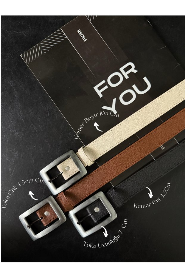 3-Piece Blackened Square Gold Buckle Women's Trouser Belt, Coat Belt, Dress Belt, Shirt Belt