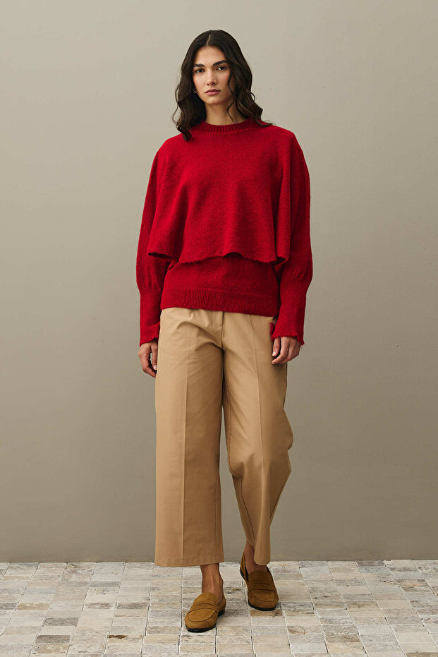 Punch-Colored Sweater Set Red