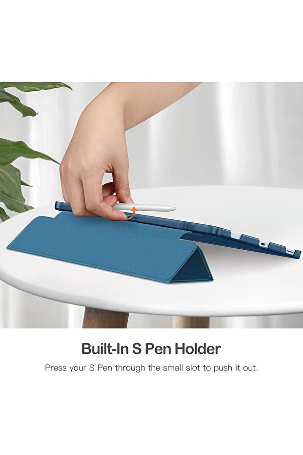 Galaxy Tab S9 Fe Plus 12.4 Kılıf Smart Uyku Modlu S PEN Kalem Bölmeli Standlı Arkası Renkli Kapak - 6