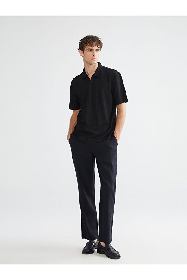 Lcw Vision Men's Black Standard Fit Linen Blend Pants