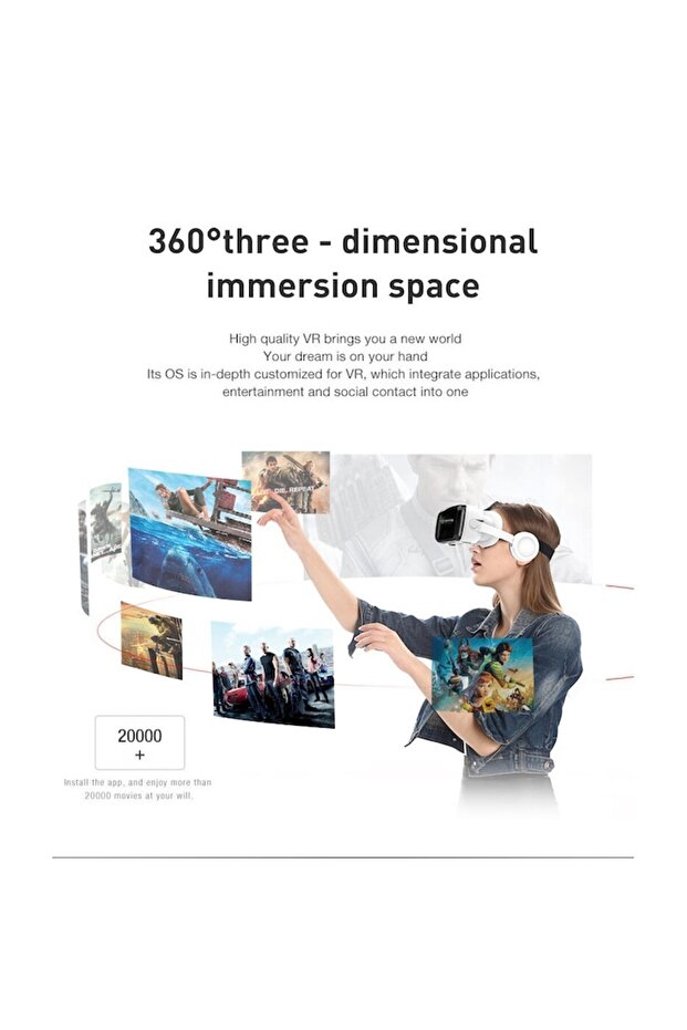 VR/3D Headset for Mobile Phones (iOS/Android) 4.5–6.7" with Bluetooth Headphones & Controller - 3