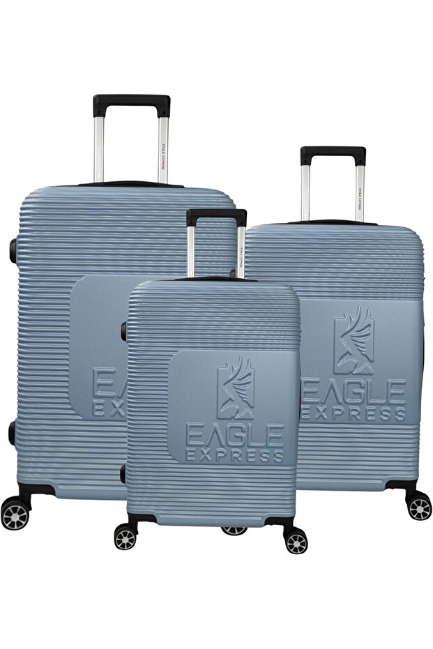 Horizone 3-Piece ABS Hard Luggage Set - Ice Blue + 1-Year