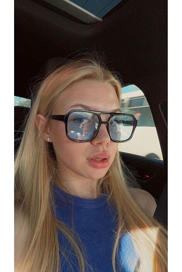 Hailey Square Blue Women's Sunglasses | 53 with Ecartman and Uv400 Protection