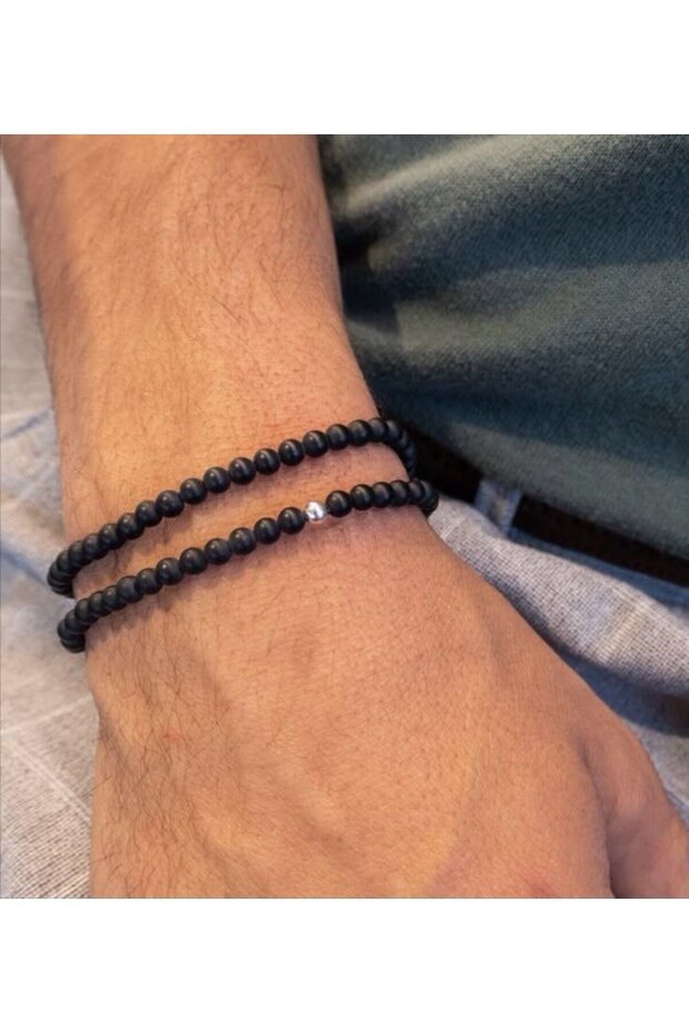 Set of 2 Black Pearl Men's Bracelets