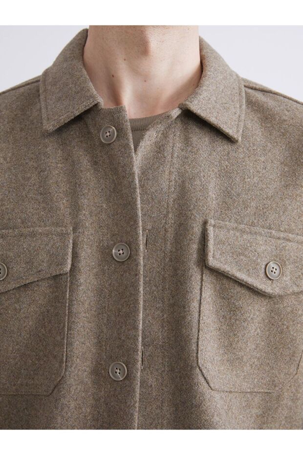 SOUTHBLUE Regular Fit Uzun Kollu Kaşe Erkek Gömlek Ceket - 3