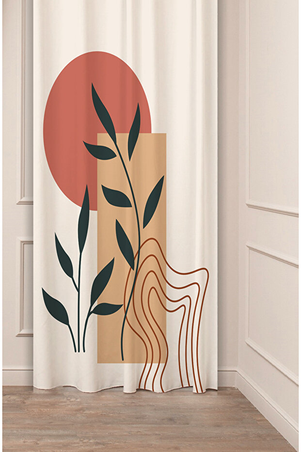 Bohemian Leaf Sun Patterned Specially Designed Digital Printed Modern Style Modern Stylish Style Background Curtain