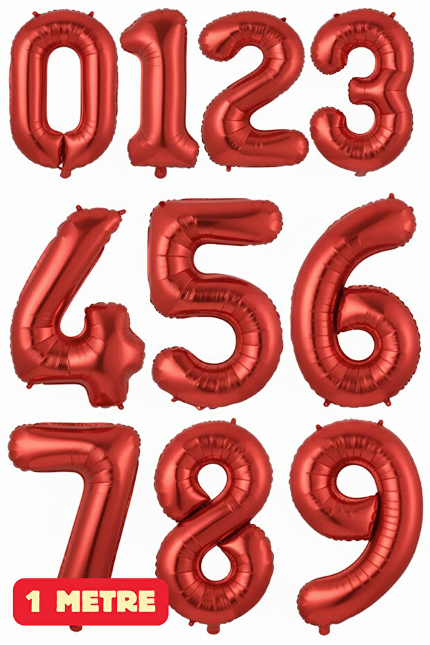 Red 1 Meter Birthday Age Birthday Number Birthday Digit Helium Compatible Foil Balloon Large Size