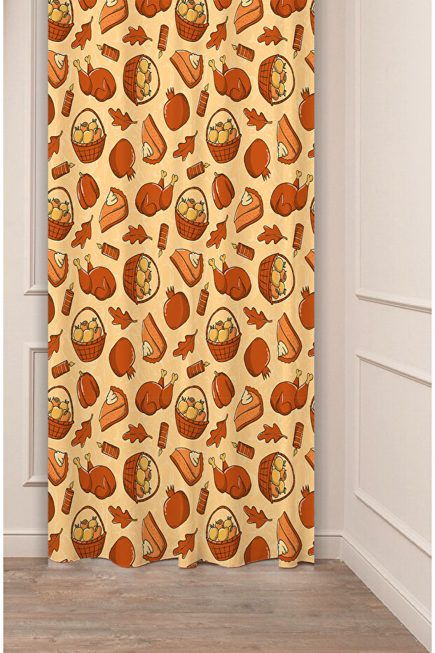 Fruit Leaf Patterned Specially Designed Digital Printed Modern Style Modern Kitchen Stylish Style Background Curtain