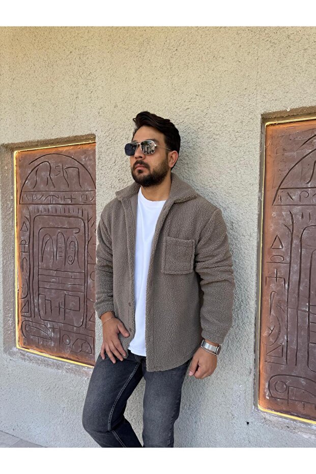 سترة رجالية من قماش الحملان بأزرار - 3