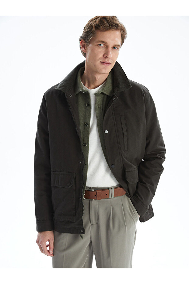 Nevavm Comfortable Fit Shirt Collar Men's Jacket with Difference