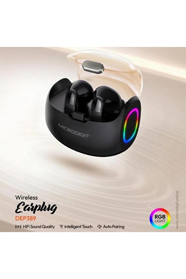 سماعات أذن لاسلكية - تقنية HiFi Sound مع إضاءة RGB - تحكم باللمس وميزة الاقتران التلقائي