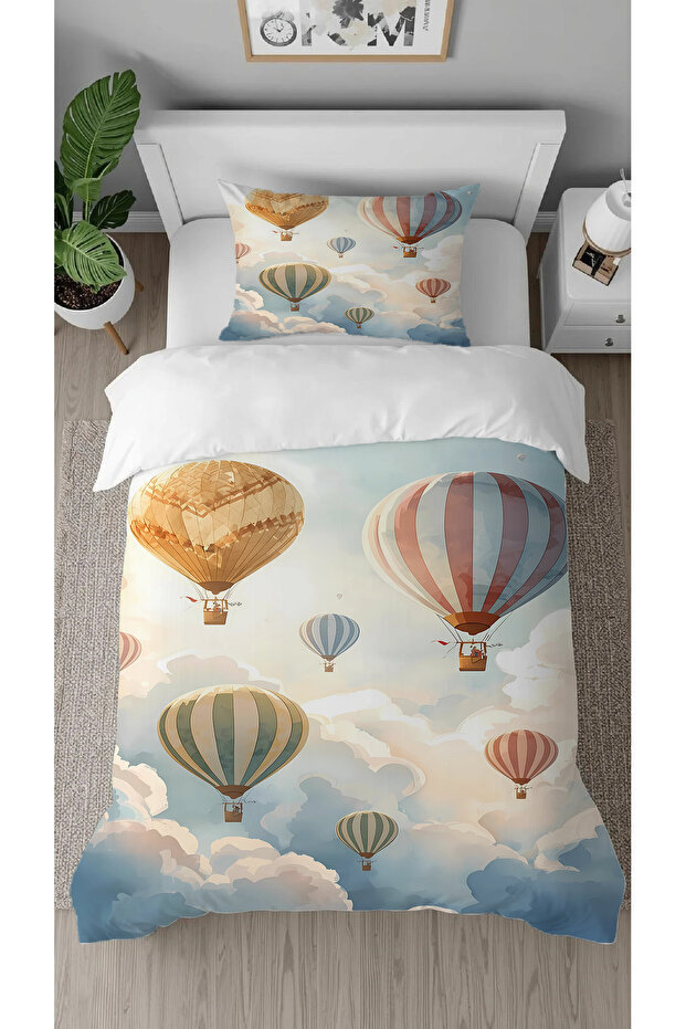 Balloon Cloud Patterned Printed Special Design Single Person Modern Style Children's Duvet Cover Set Without Sheets