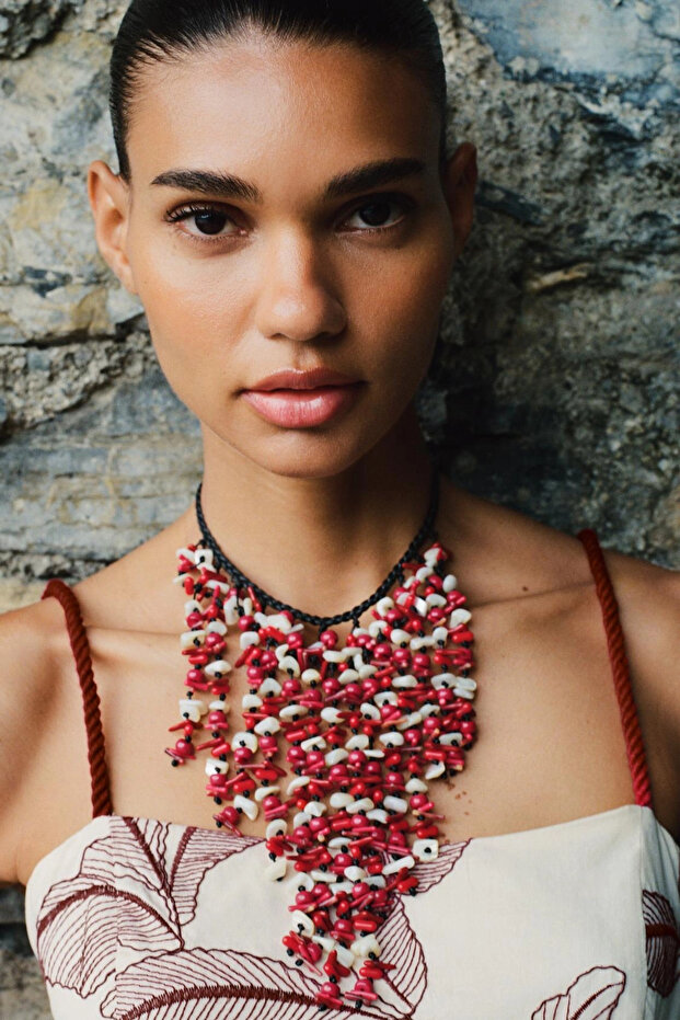 Çoklu Boncuklu Kordon Kolye - 3